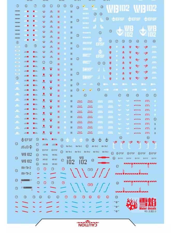 ANSAI Water Slide Decals for RG RX-78-2 Ver 2.0 Model Kit, DIY Modeling - Image 1